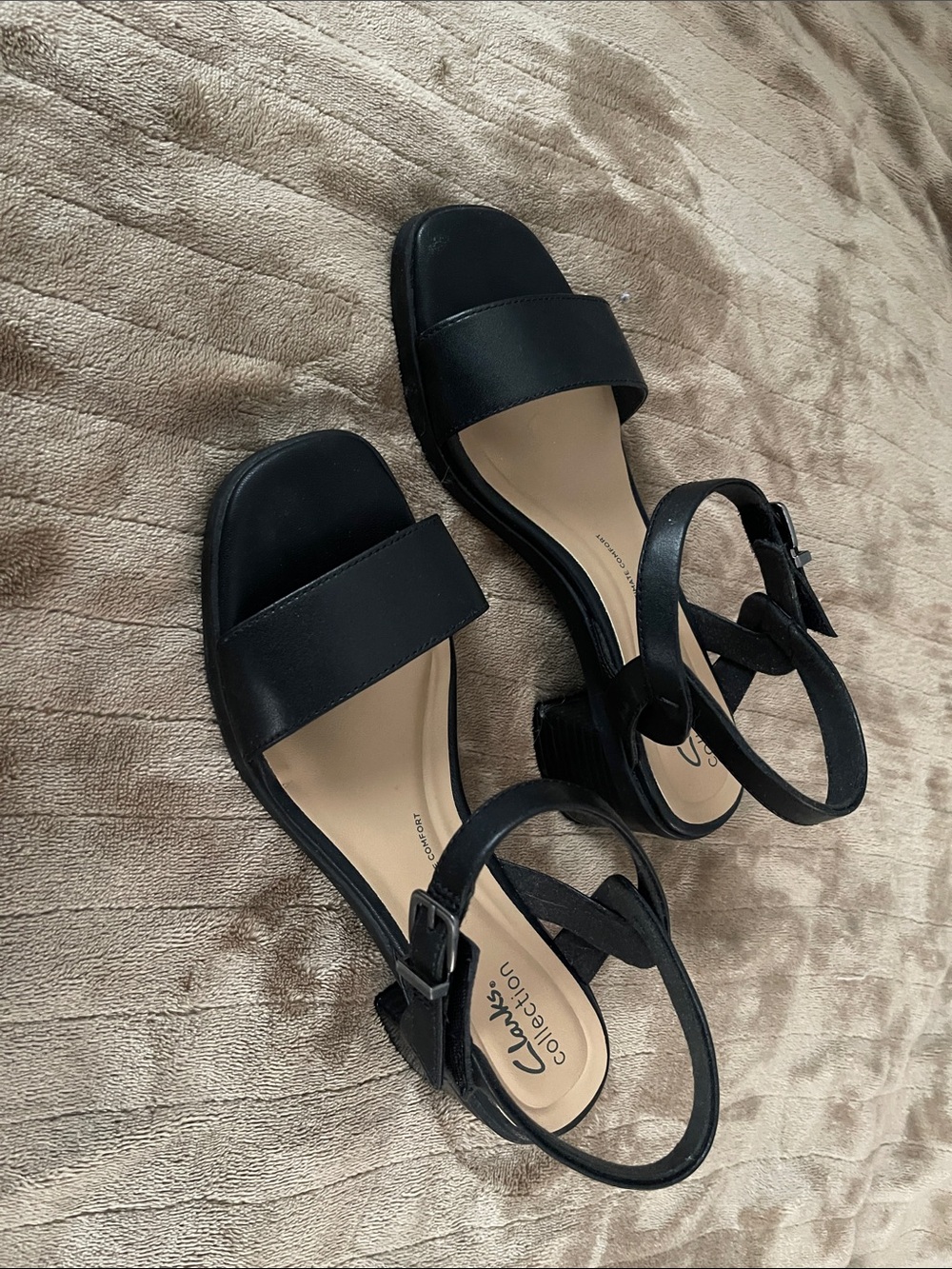Clarks Women's Jaylan Ray Buckles Leather Sandals Black Size 8 1/2 W